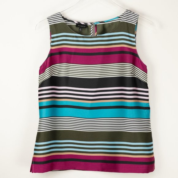 Talbots Stripe Tank Top Sleeveless Soft Shell Blouse Multicolor Size XS - Picture 2 of 6